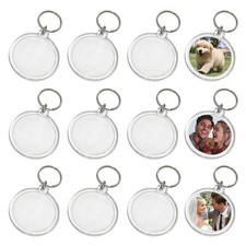 25PCS Clear Acrylic Photo Keychains Round Blank Insert Photo Frame Keychain Set
