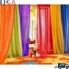 Sheer Voile Curtain Panels Rainbow 6 Set Home Window Decorations Birthday Party