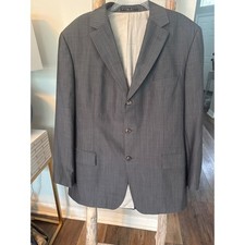 HUGO BOSS Sport Coat BlazerMen 46R Gray Pinstripe Blazer 3 Button Virgin Wool