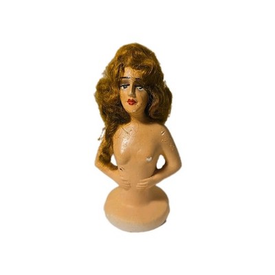 Antique Vintage Flapper Art Deco Chalkware/Compositon Half Doll 20s Auburn Hair 