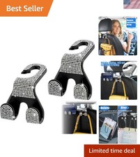 2PCS Car Seat Headrest Hook, Car Purse Hook, Crystal Rhinestone Automotive Seat