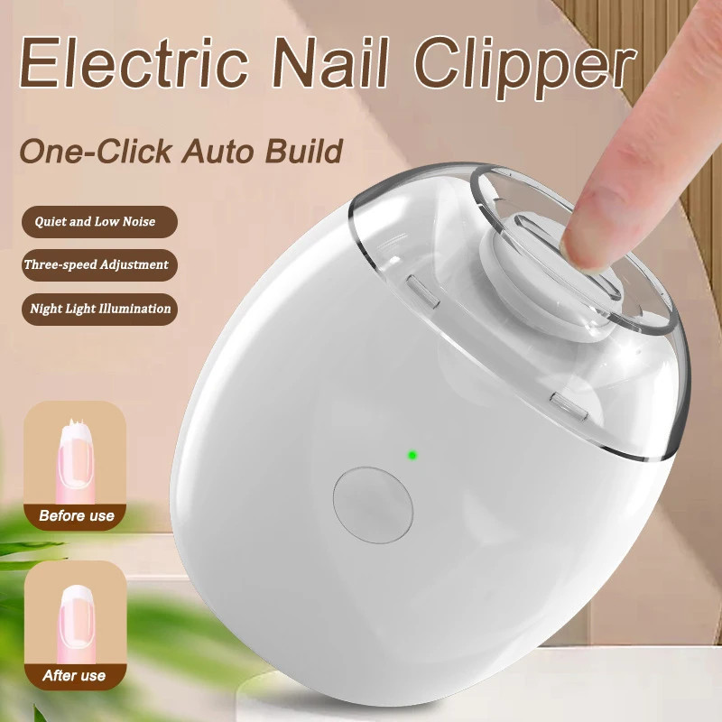 Electric Nail Grinder Automatic LED Light Trimmer Toe Cutter Usb Rechargeable