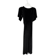 Balticborn black velvet square neck ruffle sleeve maxi gown dark romance emo XS
