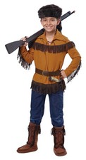 Kids Davy Crockett Costume Large Brown,golden Brown