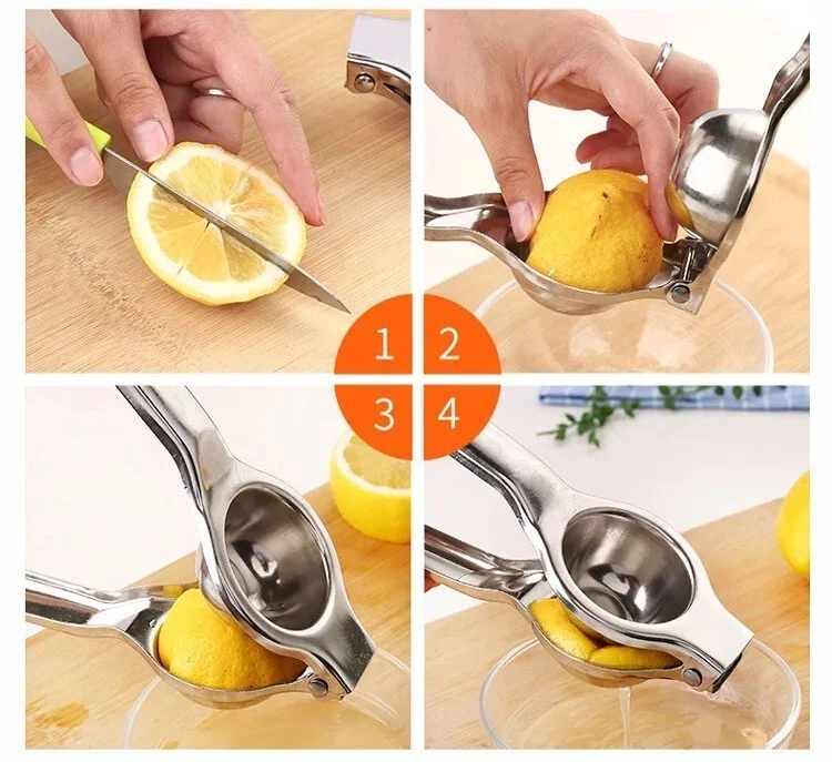 Spremiagrumi manuale per limone, estrattore di agrumi in acciaio inox - Immagine 4 di 4