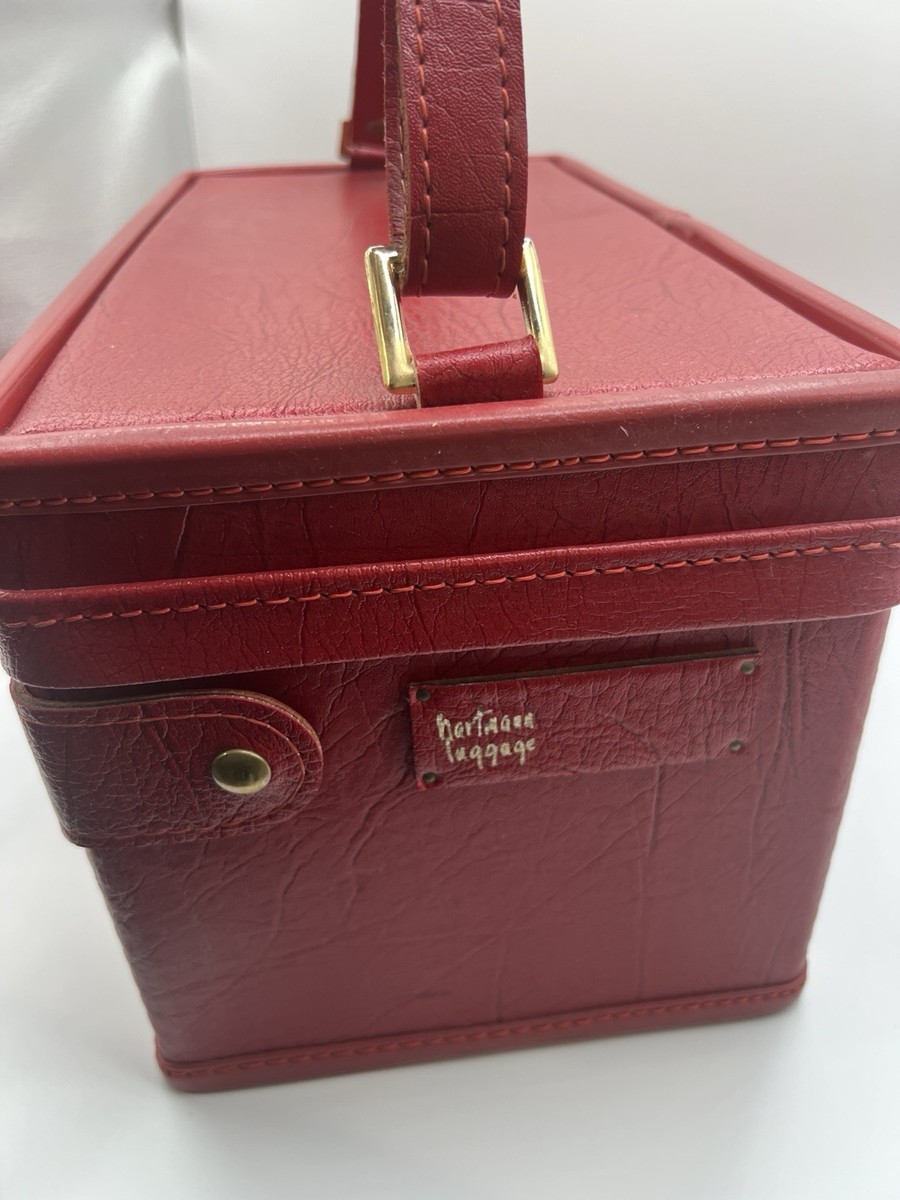 Hartmann Vintage Red Leather Train Cosmetic Luggage Case with Original  Keys