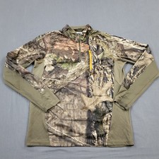 Mossy Oak Sweater Men M Long Sleeve Pullover 1/4 Zip Camouflaged Pockets Green 