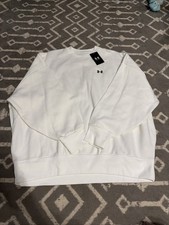 NEW Under Armour Women s Sz XL Oversized Crew Neck Fleece Sweatshirt White
