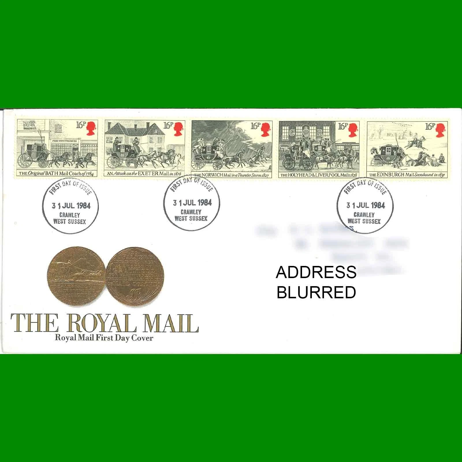 FDC Bicentenary of First Mail Coach Run Royal Mail First Day Cover, 31.7.1984 - Picture 1 of 3