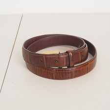 Brighton Embossed Crocodile Leather Belt Brass Buckle Women Size 32 Brown