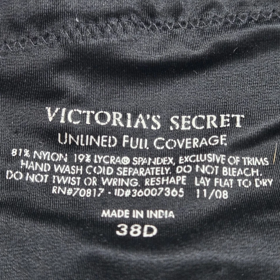 Victoria's Secret женщин бюстгальтер 38D черный без подкладки полный охват футболка - Изображение 4 из 4