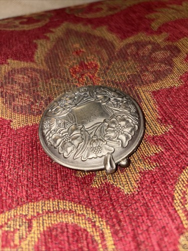 Vintage 2 1/2 inch pewter pocket mirror