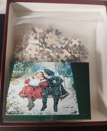 Optimago Hand Cut Wooden Jigsaw Puzzle 320 Pieces "Two Children On a Swing" - Picture 2 of 3