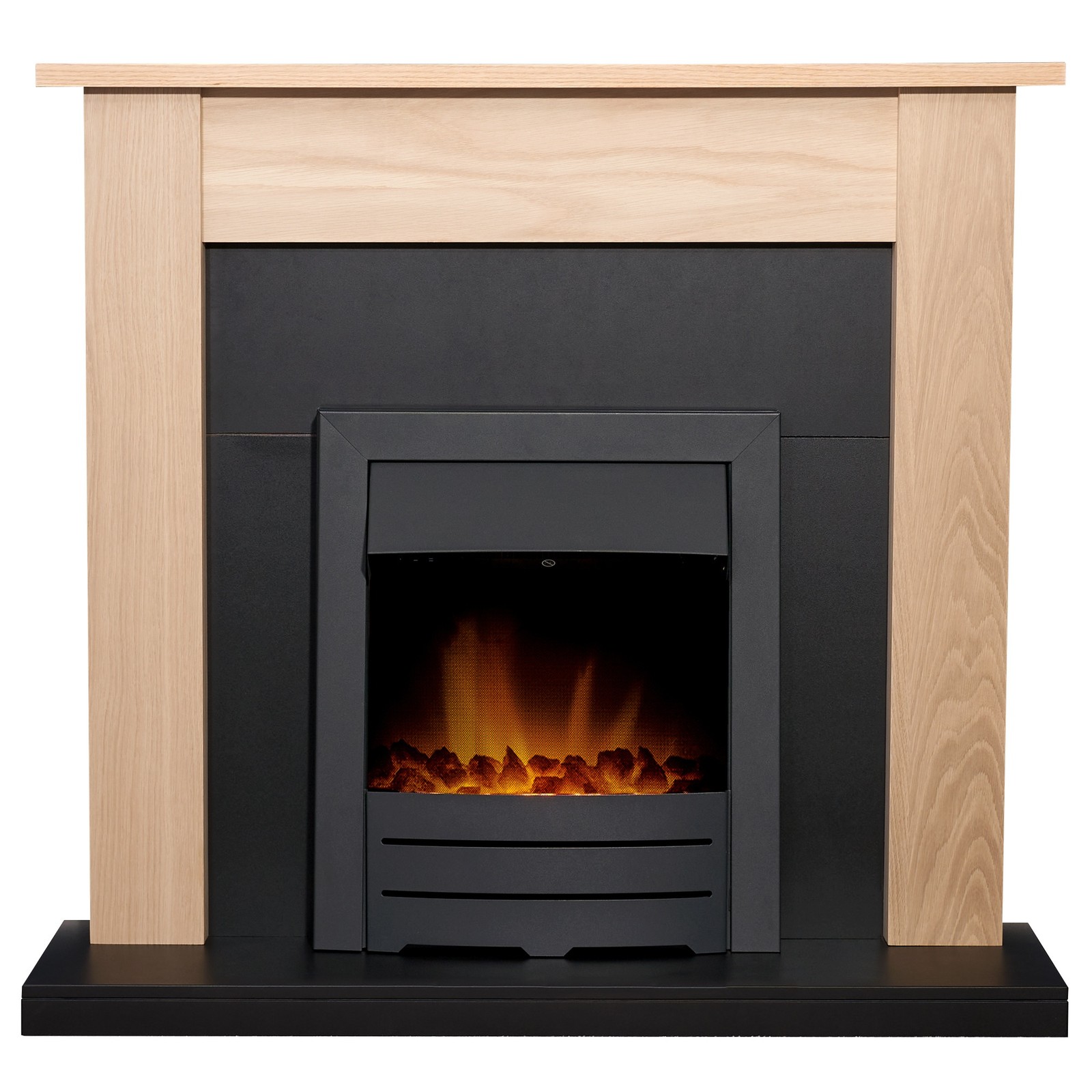Adam Southwold Oak & Black Fireplace Surround With Colorado Electric Fire In Black - 43 Inch (12362) - Image 2