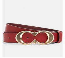 COACH Signature Buckle Belt red leather