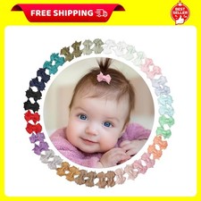 40PCS 1.4" Mini Bow Snap Clips, Baby Girls Grosgrain Ribbon Bows Tiny Hair Cl...