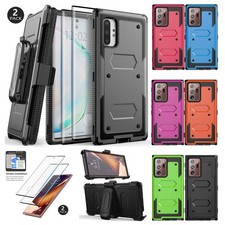 For Samsung Galaxy Note10 5G Case Hard Cover Hybrid Belt Clip / Tempered Glass