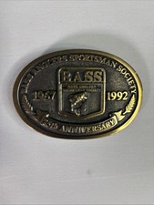 Bass Anglers Sportsman Society 25th Anniversary Brass Belt Buckle 1967-1992 .