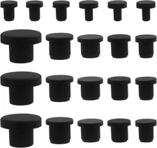 21 Pcs Silicone Hole Plug Set, 7 Sizes Black Round Rubber Tube End Cover Stopper