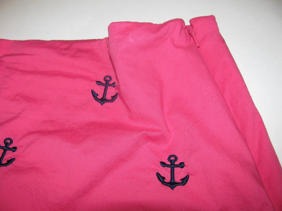 Falda Castaway Nantucket Island Mujer Talla 12 Bordada Anclas Rosa Azul Foto 3 de 4