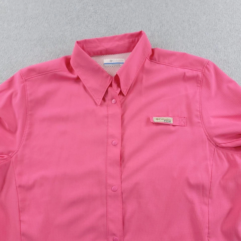 Camisa Columbia PFG Mujer Rosa Mediana Manga Larga Omni Tono Ventilada Pesca UPF Foto 2 de 4