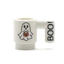 Boo Ghost w/ Pumpkin Mug for Minifigs made using LEGO part