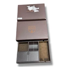 HOUNDSBAY "Victory" Valet Tray for Men W/Smartphone Charging Station(Dark Brown)