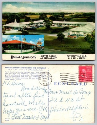 Howard Johnsons Motor Lodge Restaurant Fayetteville NC Postcard