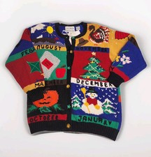 Vintage NWT Croft Barrow Holiday Teacher Months Grandma Knit Cardigan Sweater Sm