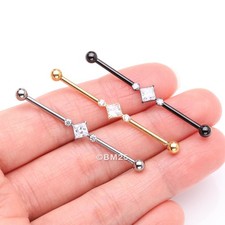 Implant Grade Titanium Diamante Sparkle Internally Threaded Industrial Barbell