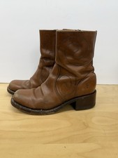 Vintage Frye Campus Swirl Women's Brown Leather Zip Boots 8.5 B Made in Mexico