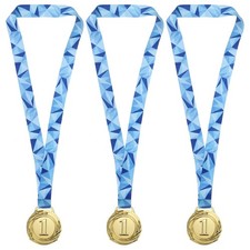 3Pcs 2.56" Gold Winner Award Medals Style Medals 1st Prizes with Ribbon