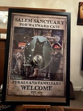Rare Signed Lisa Parker "Salem Sanctuary" Framed Gothic Cat Poster Art 24x36