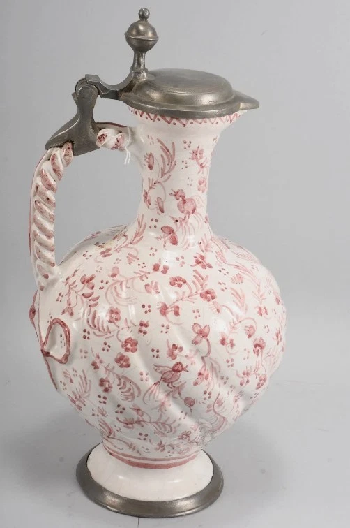 Fayence-Krug mit Zinnmontierung | Thüringen / Erfurt | dat. 1766 | 34cm - Bild 4 von 4