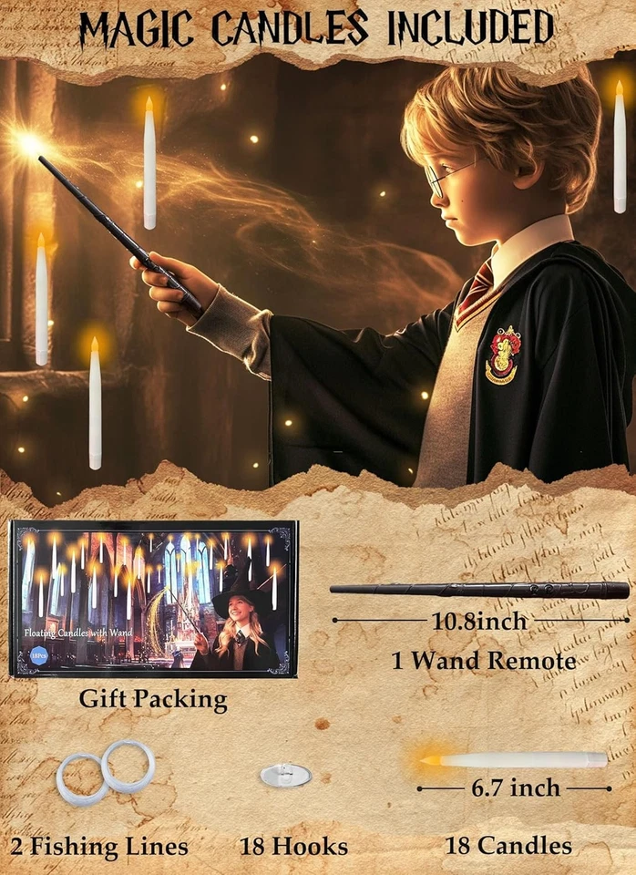 Velas flotantes de 18 piezas con control remoto de varita mágica, a pilas sin llama...  Foto 3 de 4