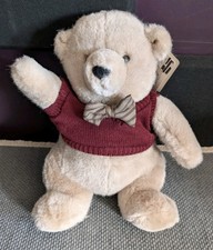 Vintage Russ Berrie  Co. Cambridge Bear Plush Tan 80s Caress Soft Pets NWT