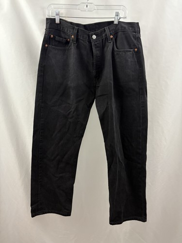 Levis 501 Jeans Herren 36x30 Schwarz Straight Button Fly American Dark Wash Denim - Bild 2 von 7
