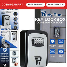 Large Outdoor Key Lock Box - 4-Digit Combination Safe for Hidden Key Storage, Wa