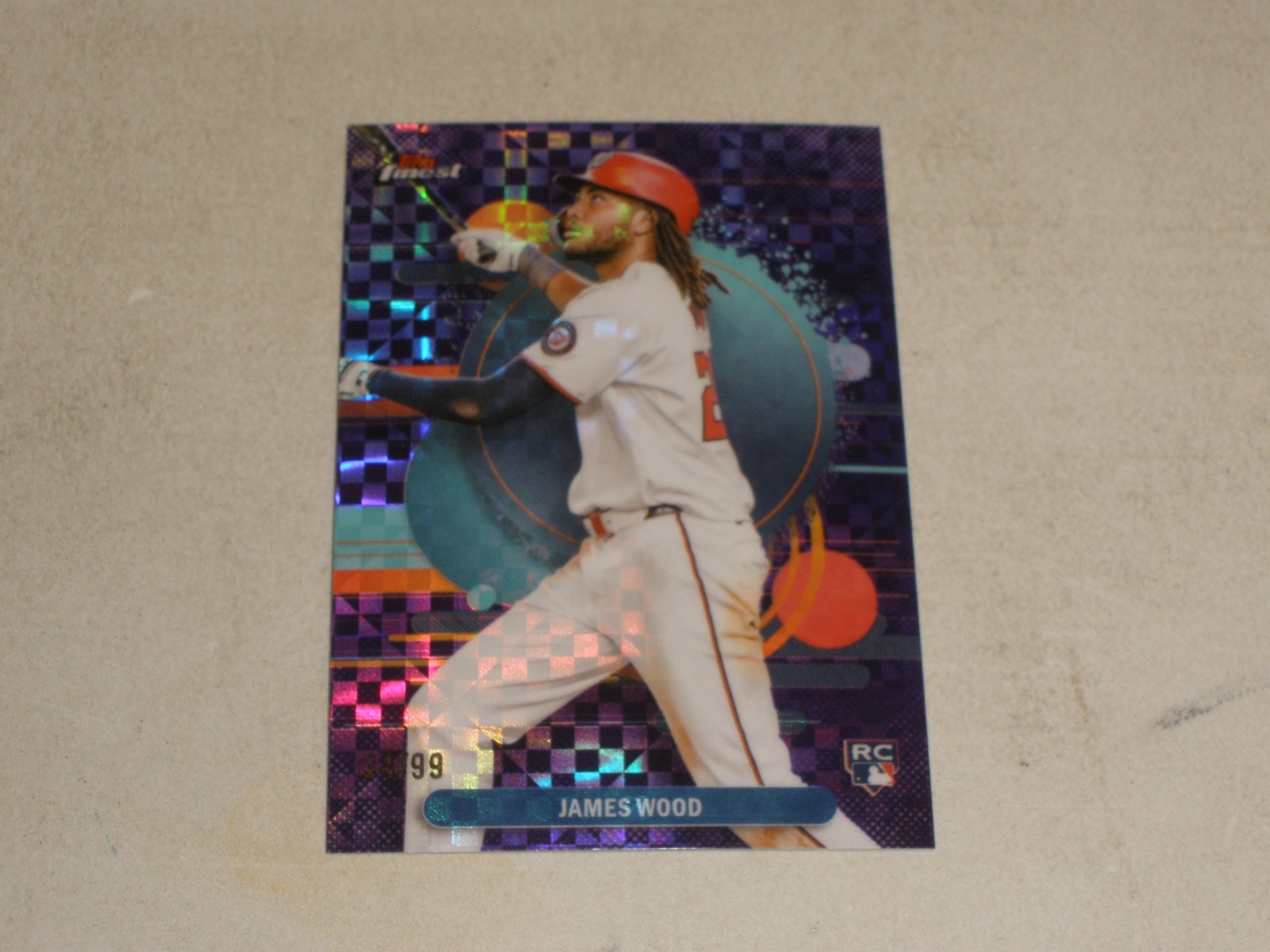 2025 Topps Finest Purple Checkerboard Refractor #200 James Wood 34/99 Rookie RC