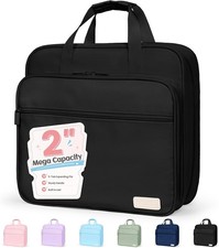 Zipper Binder - Large 2 Inch, 900 Sheet Capacity, 5 Pockets, Black