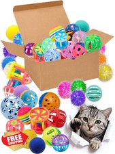 HEUHAI 40 Pcs Cat Balls Set Plush Glow Jingle Toys 1.5-2.3''