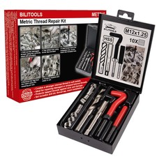 BILITOOLS M12x1.25 Thread Repair Kit, HSS Drill Helicoil M12 x 1.25, Metric