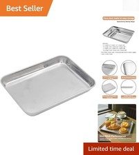 Elegant Stainless Steel Baking Pan - 9.3" x 7" with Full Sides & Easy Cleanup