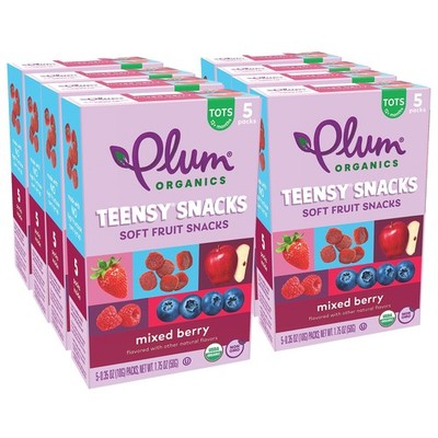 Plum Organics Teensy Snacks Soft Fruit - Mixed 5 Count (Pack of 8)