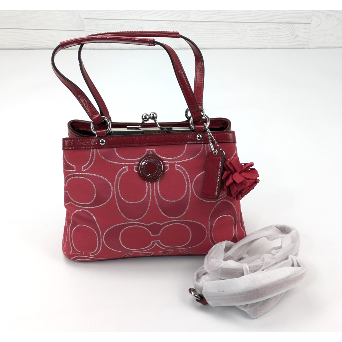 Coach Poppy Signature Lurex Glam Tote Metallic Jacquard Y2K
