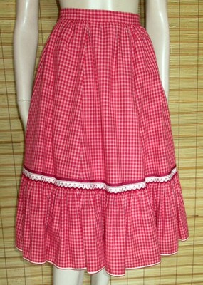 ROT/WEISS KARIERTER TRACHTENROCK - COTTON - VINTAGE - HELENE STRASSER - GR. XS