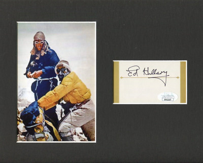 Edmund Ed Hillary Mount Everest Signed Autograph Photo Display W Tenzing Norgay