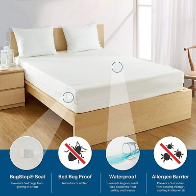 TOUGH-BED BUG PROOF ~ Waterproof Zippered Vinyl Mattress Cover ENCASEMENT AnySiz