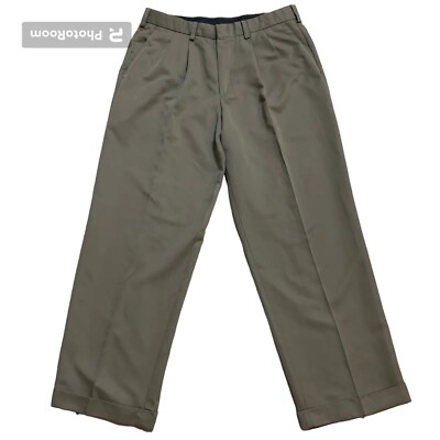 Dockers Golf Pants Mens Size 34x30 Pleat Front Cuffed Khaki Olive Green 