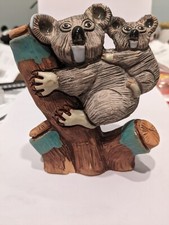 Casals Handmade In Peru Ceramic Koalas On A Colorful Tree, RARE